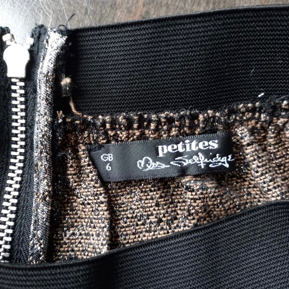 MISS SELFRIDGE Petites Black Silver Zip Mini Skirt - Picture 3 of 4